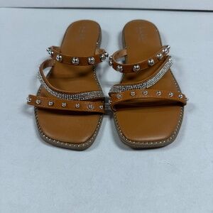 Nicole Miller Studded  Sparkling Tan Sandals - Size 9.